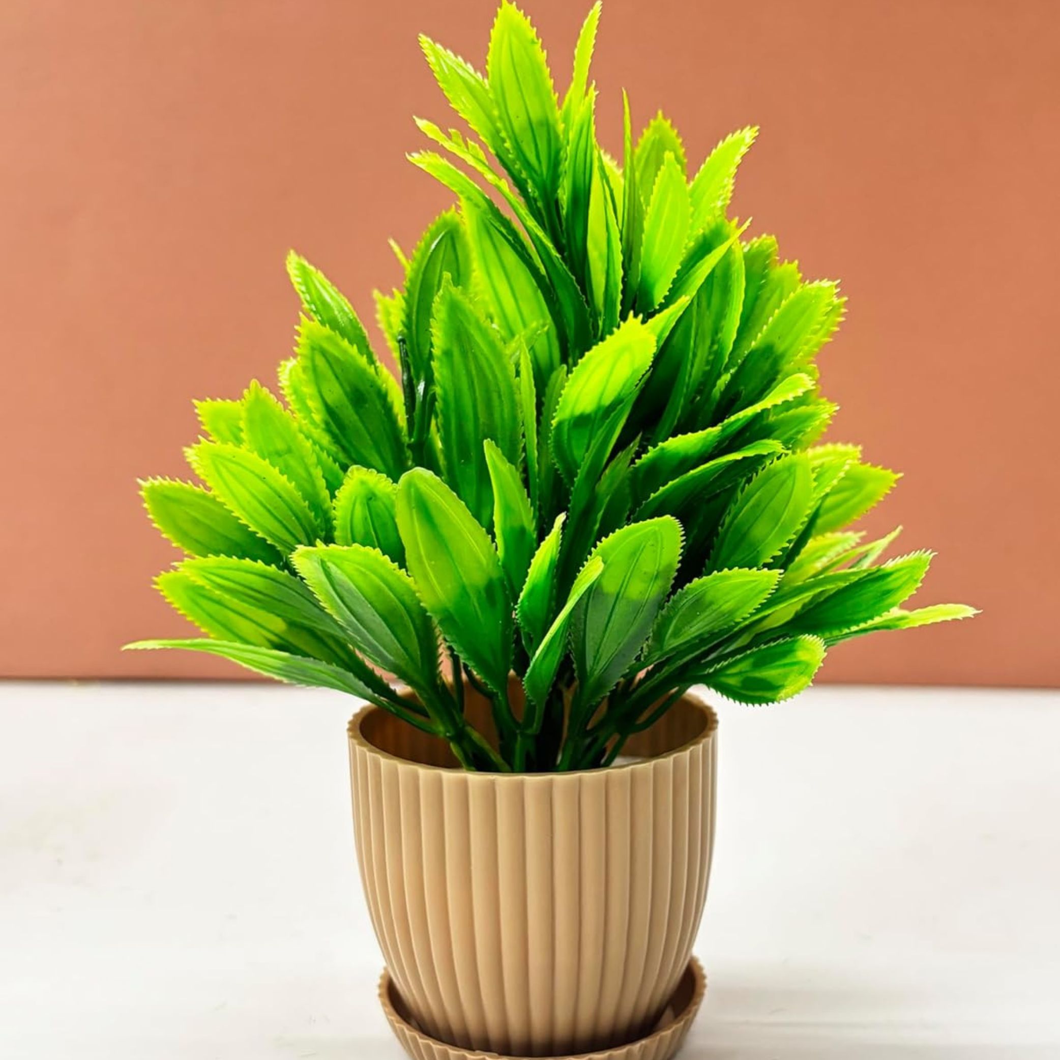 Dekorly 6 Packs Fake Plants Small, Mini Artificial Plants Indoor For Home Farmhouse Bathroom Shelf Décor (Height : 17Cm, Chocolate) - Plastic
