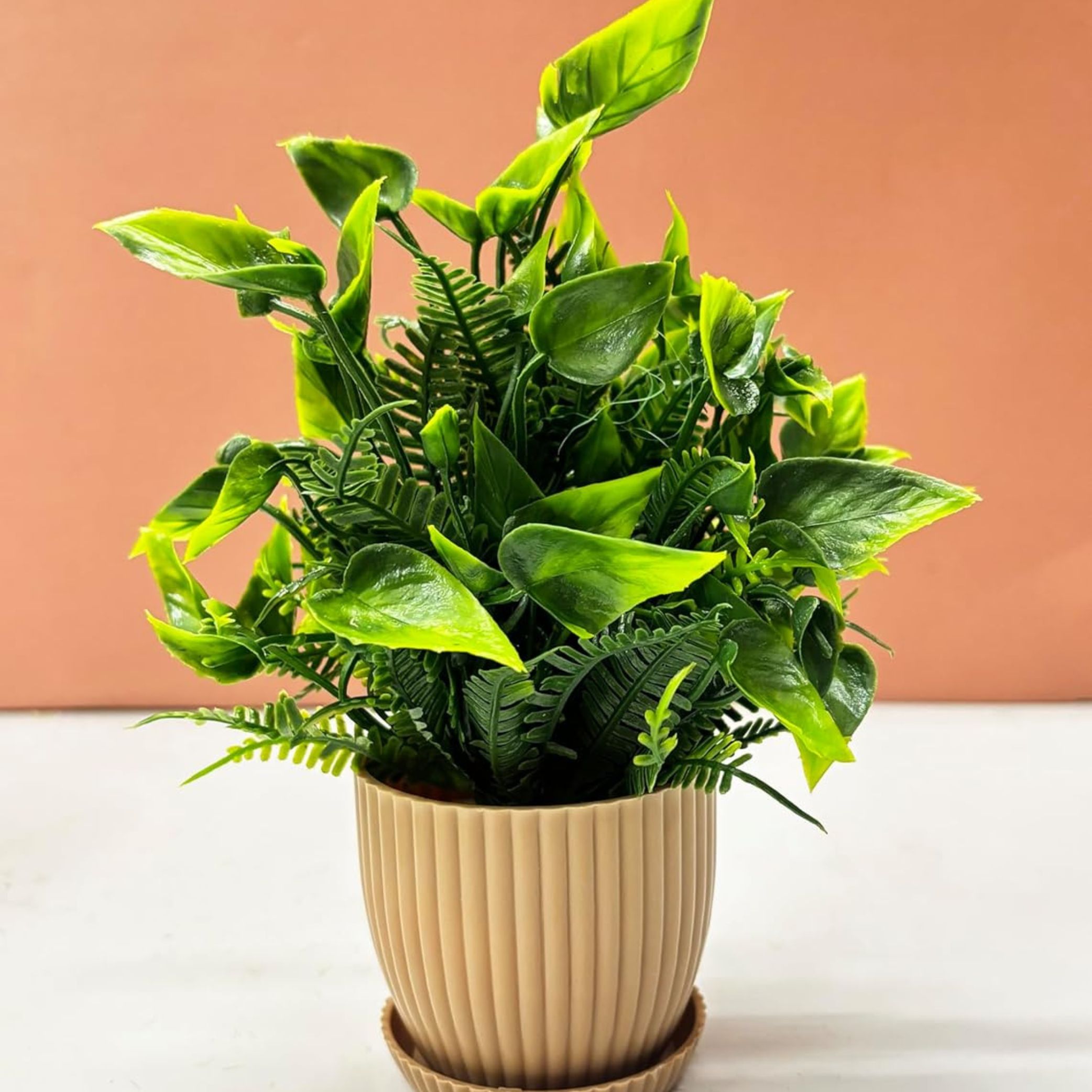 Dekorly 6 Packs Fake Plants Small, Mini Artificial Plants Indoor For Home Farmhouse Bathroom Shelf Décor (Height : 17Cm, Chocolate) - Plastic