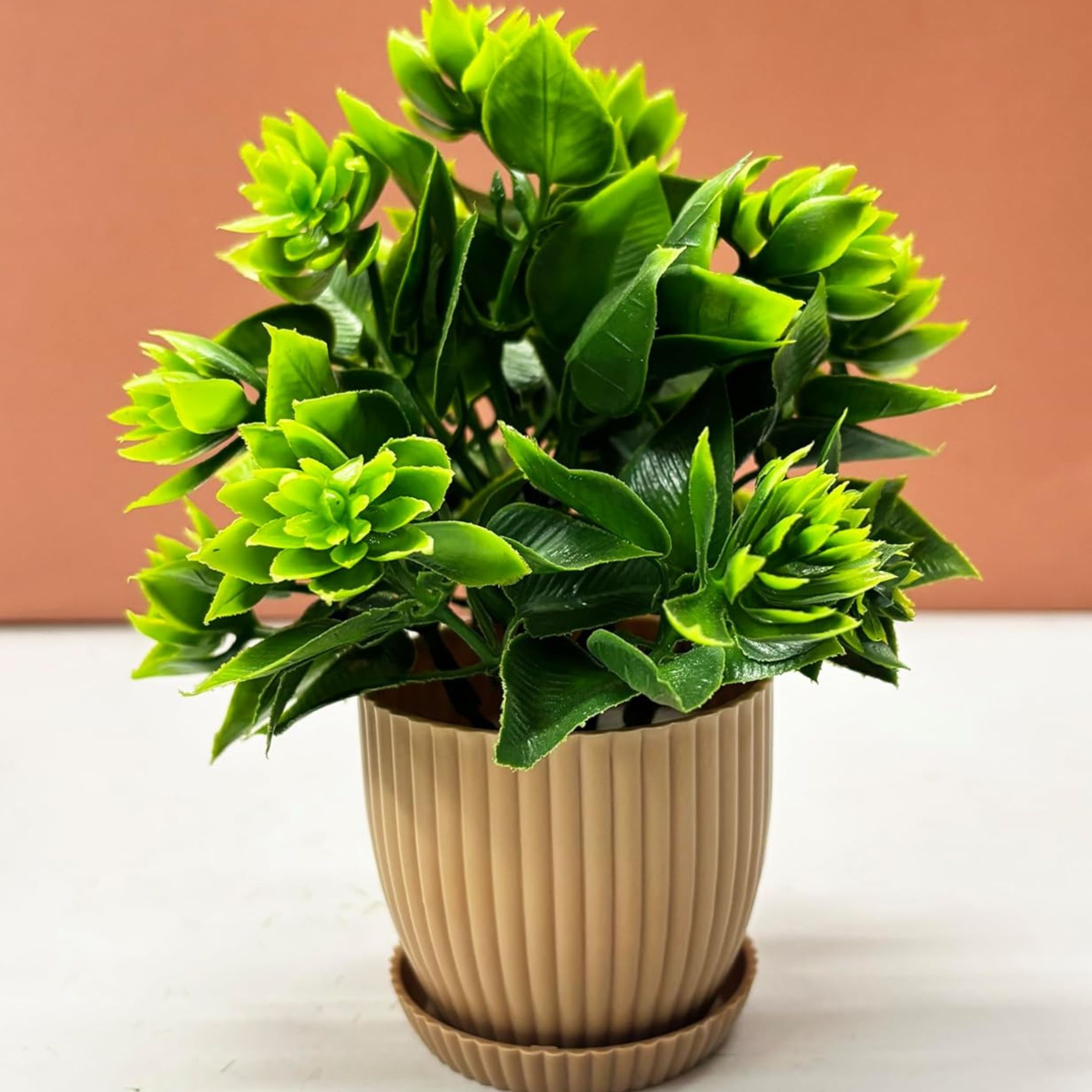 Dekorly 6 Packs Fake Plants Small, Mini Artificial Plants Indoor For Home Farmhouse Bathroom Shelf Décor (Height : 17Cm, Chocolate) - Plastic
