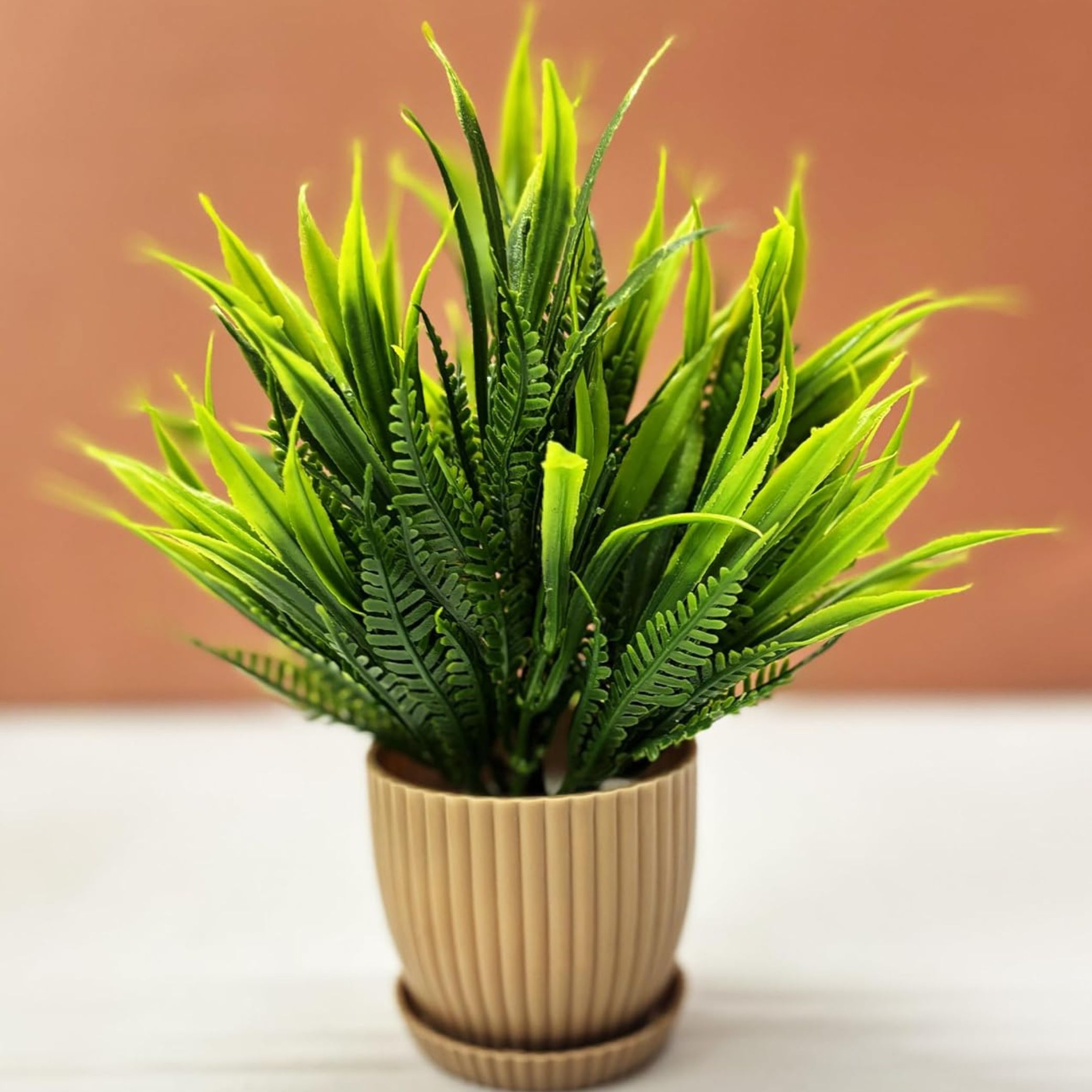 Dekorly 6 Packs Fake Plants Small, Mini Artificial Plants Indoor For Home Farmhouse Bathroom Shelf Décor (Height : 17Cm, Chocolate) - Plastic