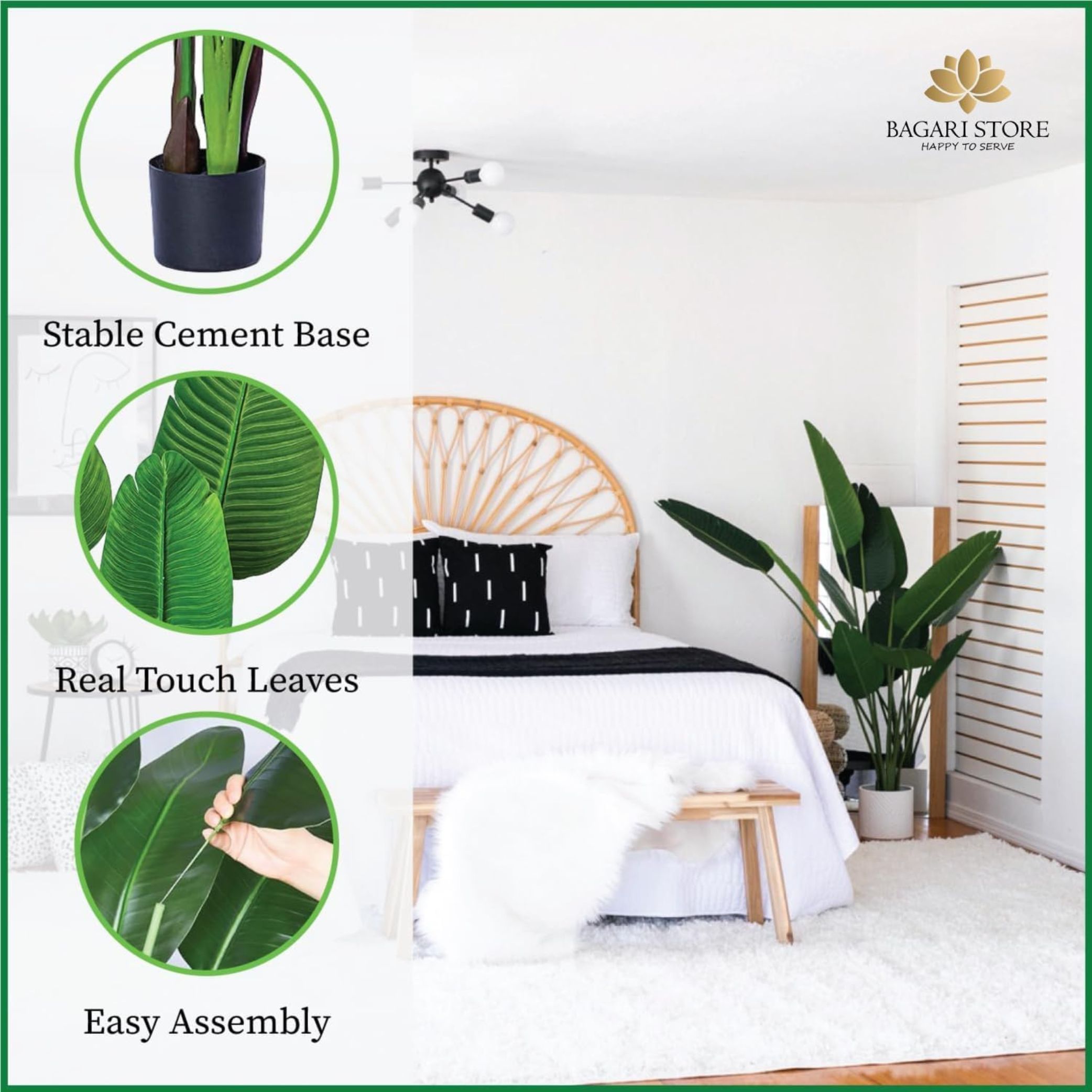 Bagari Store One 5 Foot Artificial Silk Bird of Paradise Palm Tree Potted Plant