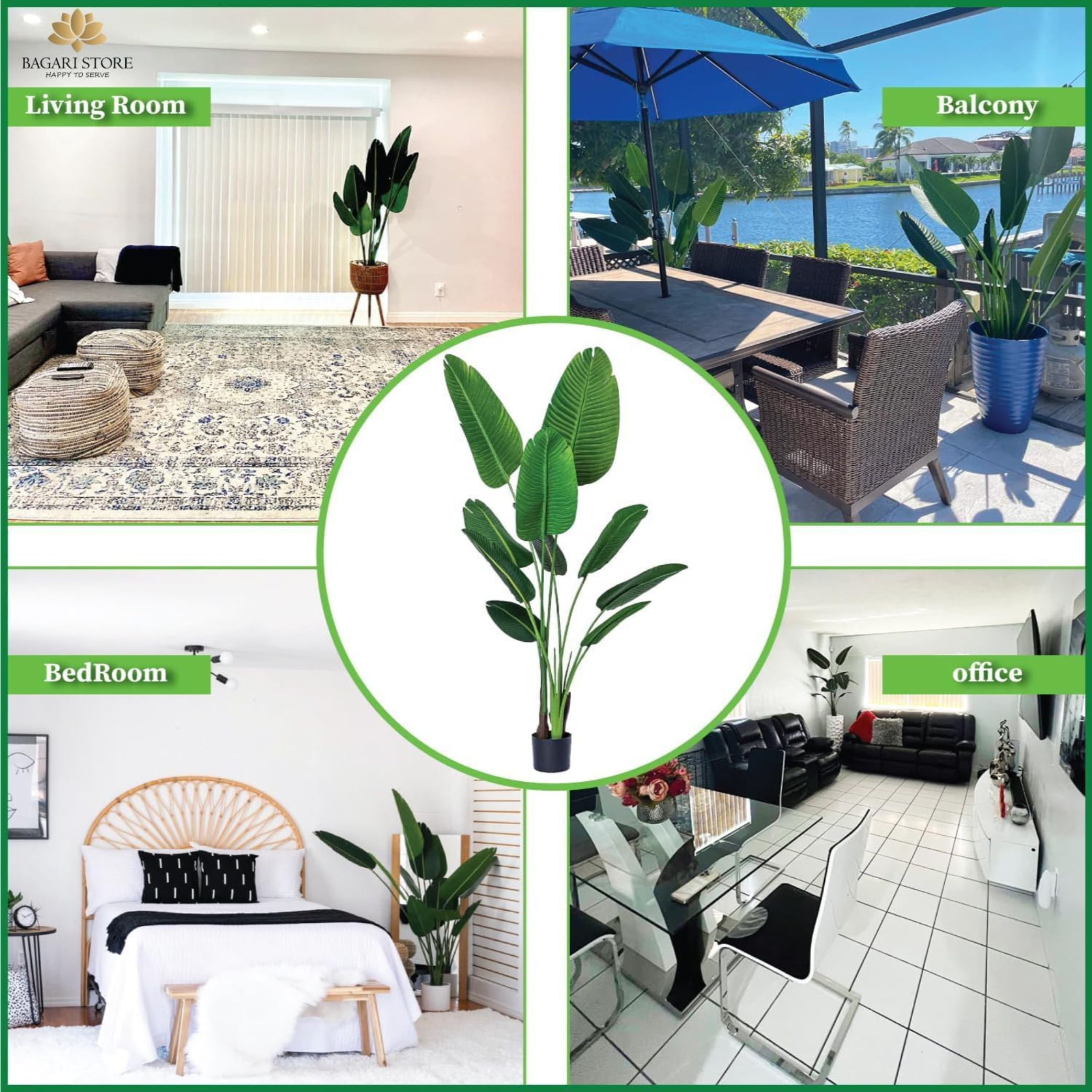 Bagari Store One 5 Foot Artificial Silk Bird of Paradise Palm Tree Potted Plant