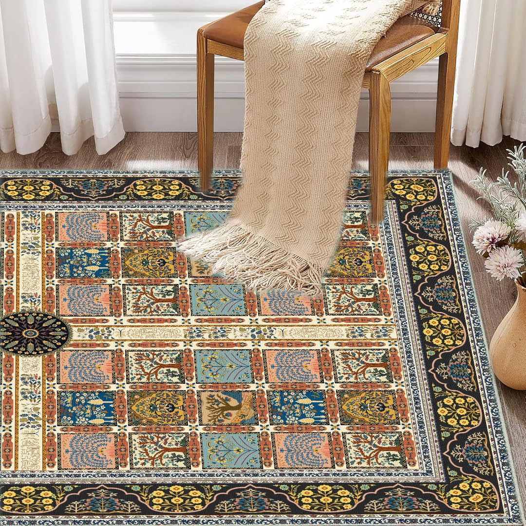 ishro home 3 x 5 Feet 3D Jet Multi Printed Carpet Rug Runner and Carpets for Bedroom/Living Area/Home with Anti Slip Backing (Fortune Garden,3x5 fts)