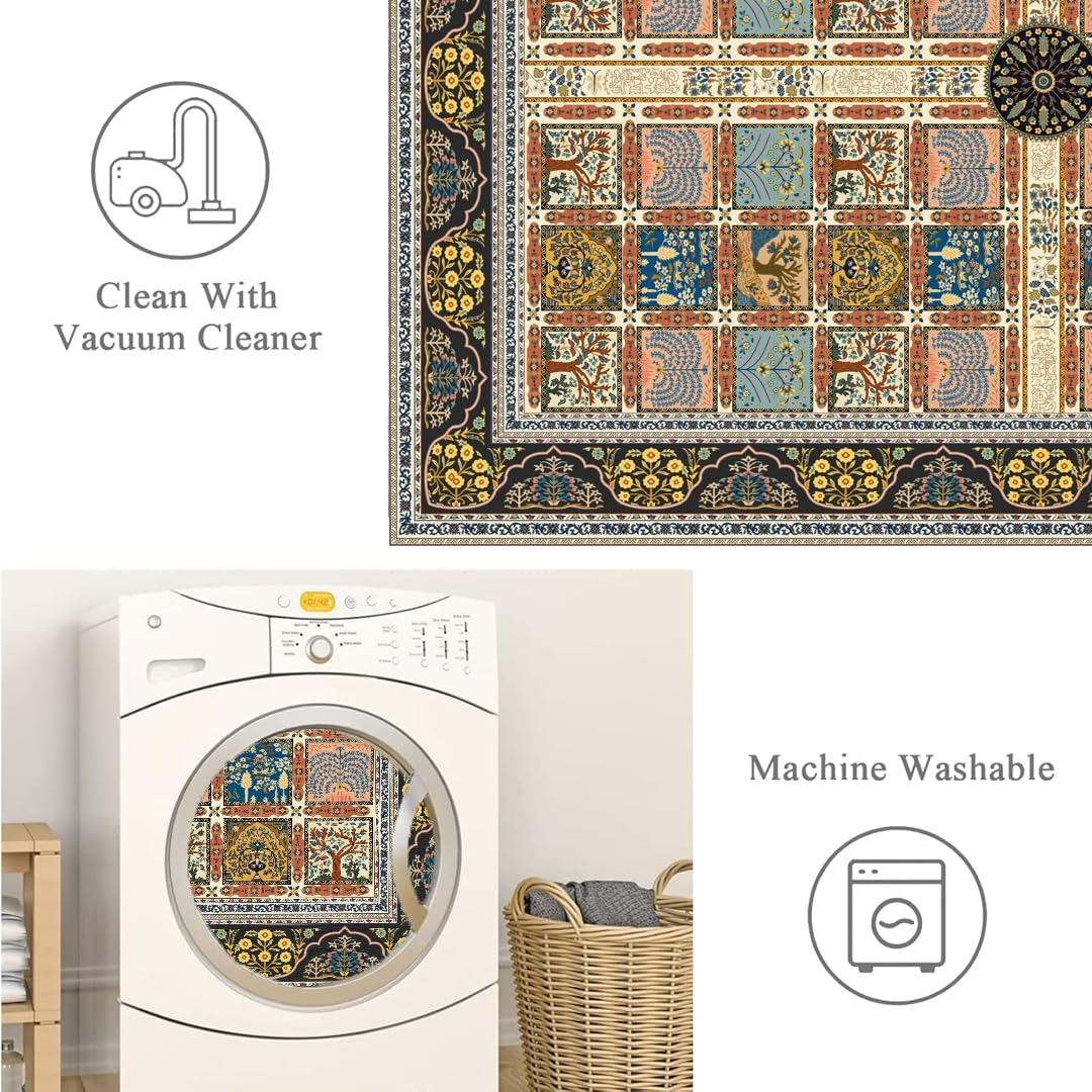 ishro home 3 x 5 Feet 3D Jet Multi Printed Carpet Rug Runner and Carpets for Bedroom/Living Area/Home with Anti Slip Backing (Fortune Garden,3x5 fts)